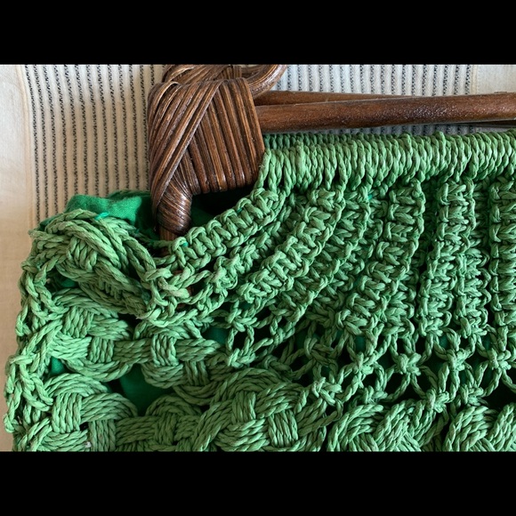 Green vintage woven handbag - Picture 2 of 4